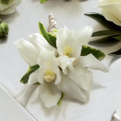 The FTD® Mini White Cymbidium Boutonniere